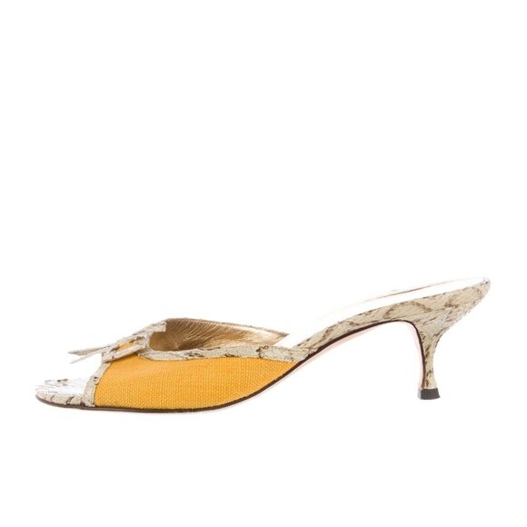 DOLCE & GABBANA Snakeskin-Canvas Slide Sandals Size 39.5 - Picture 2 of 4